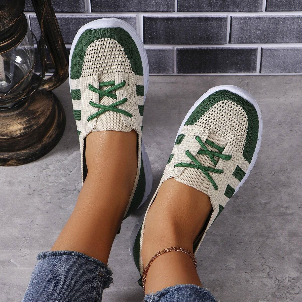 Mesh Contrast Flat Slip-Ons - Clothes For Her Online Store