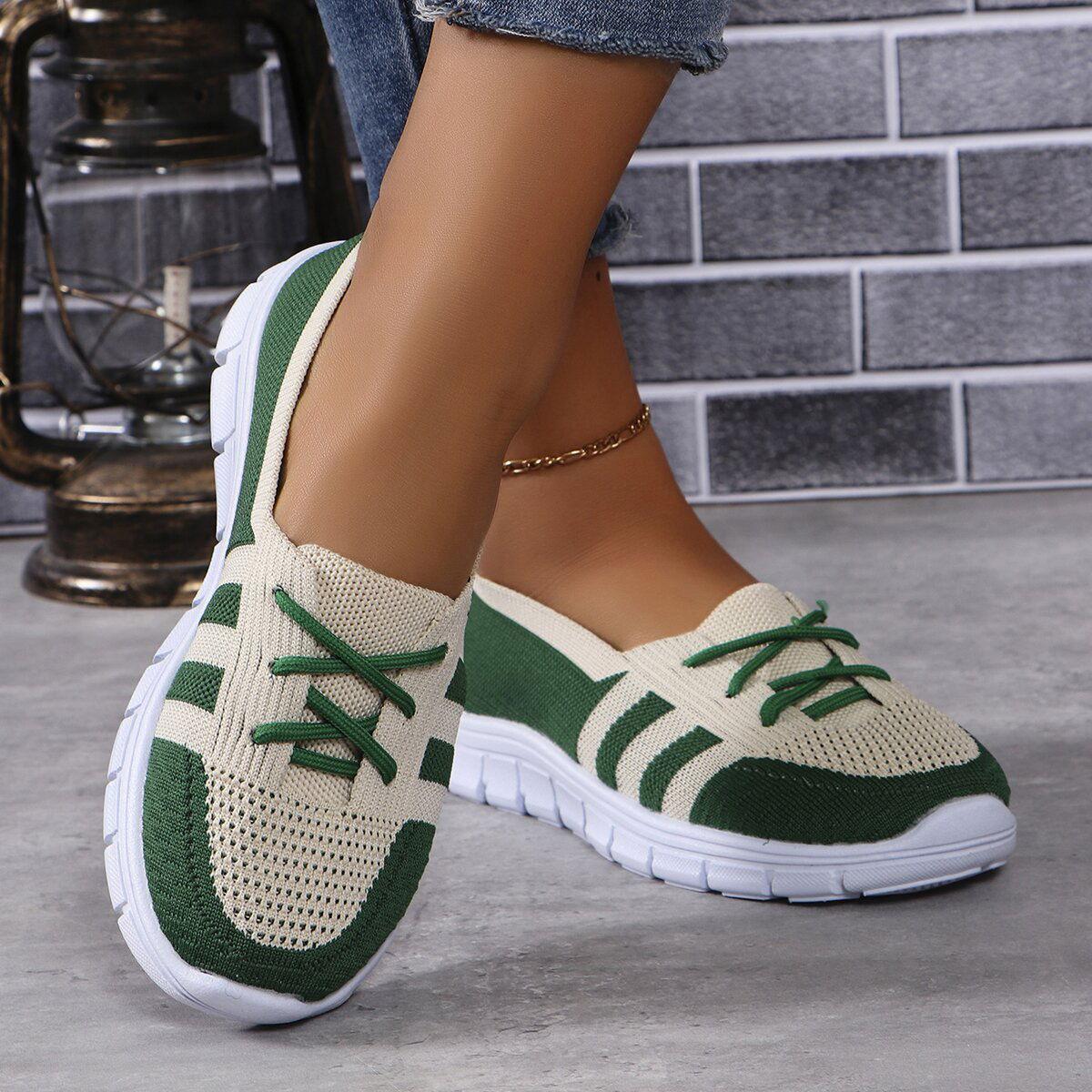 Mesh Contrast Flat Slip-Ons - Clothes For Her Online Store