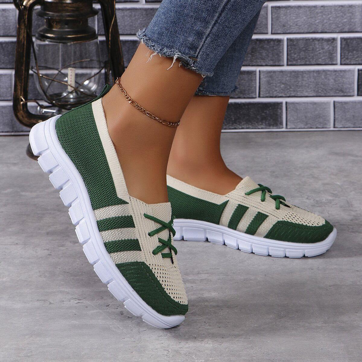 Mesh Contrast Flat Slip-Ons - Clothes For Her Online Store