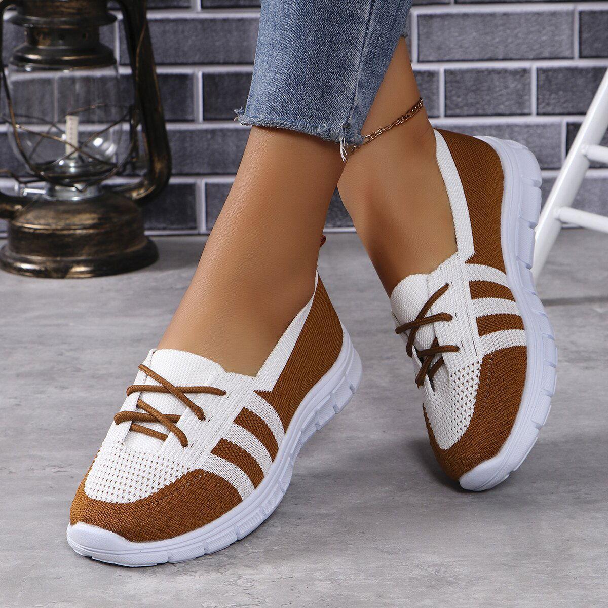 Mesh Contrast Flat Slip-Ons - Clothes For Her Online Store