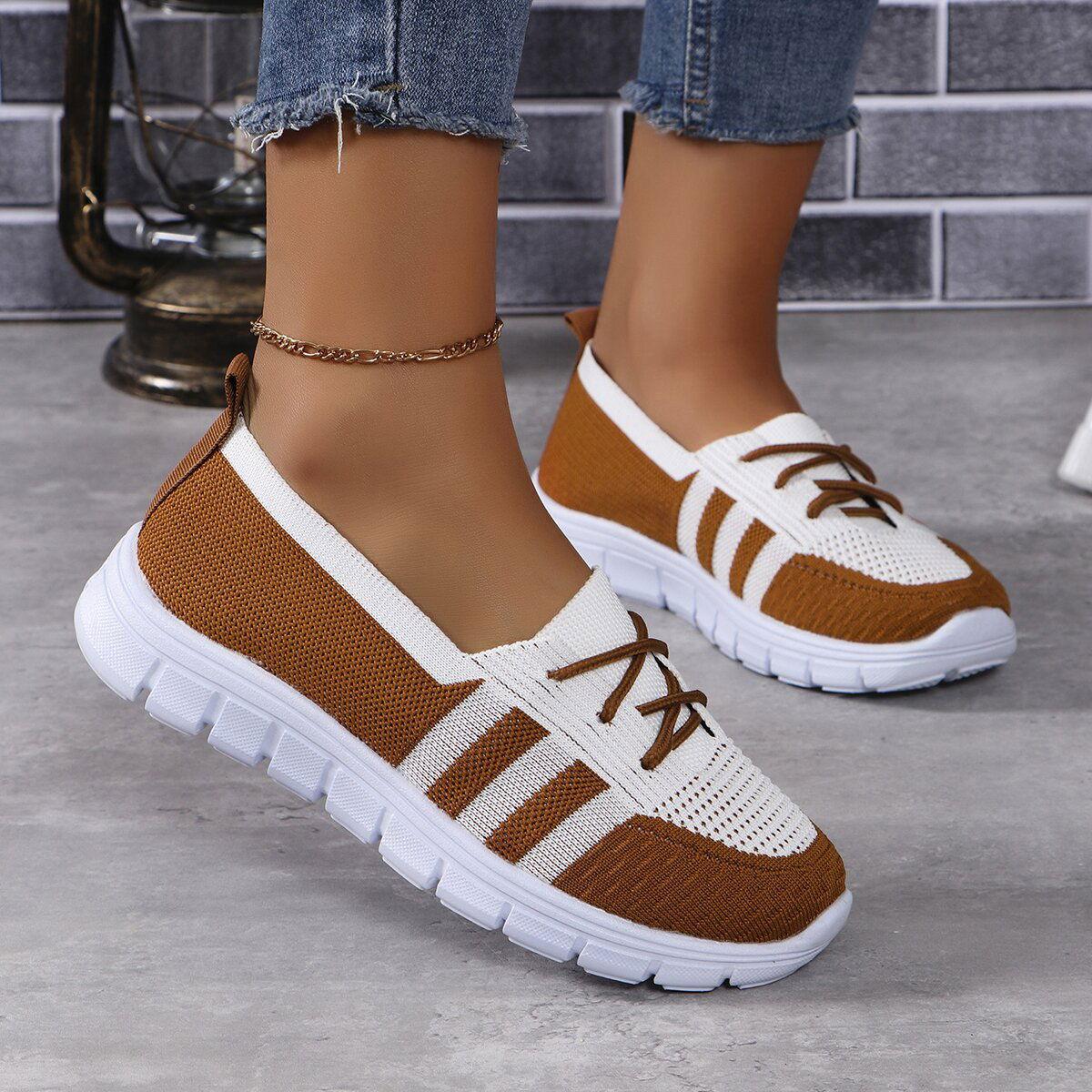 Mesh Contrast Flat Slip-Ons - Clothes For Her Online Store