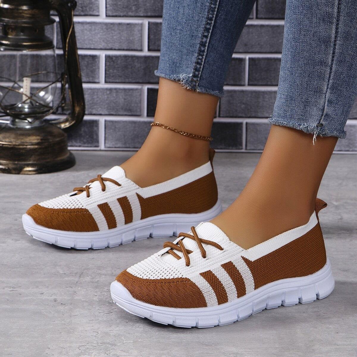 Mesh Contrast Flat Slip-Ons - Clothes For Her Online Store
