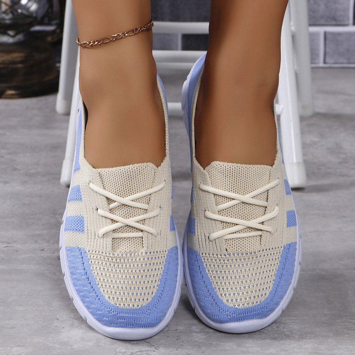 Mesh Contrast Flat Slip-Ons - Clothes For Her Online Store