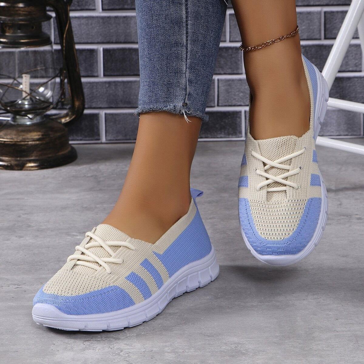 Mesh Contrast Flat Slip-Ons - Clothes For Her Online Store