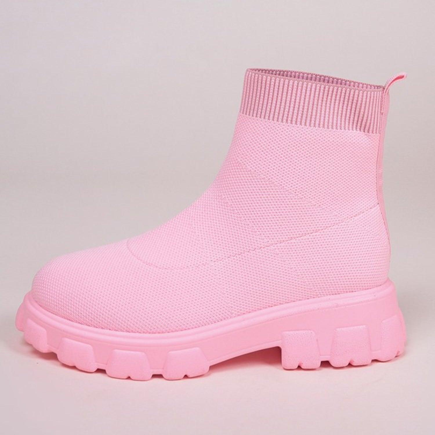 Mesh Round Toe Platform Boots - Clothes For Her Online Store