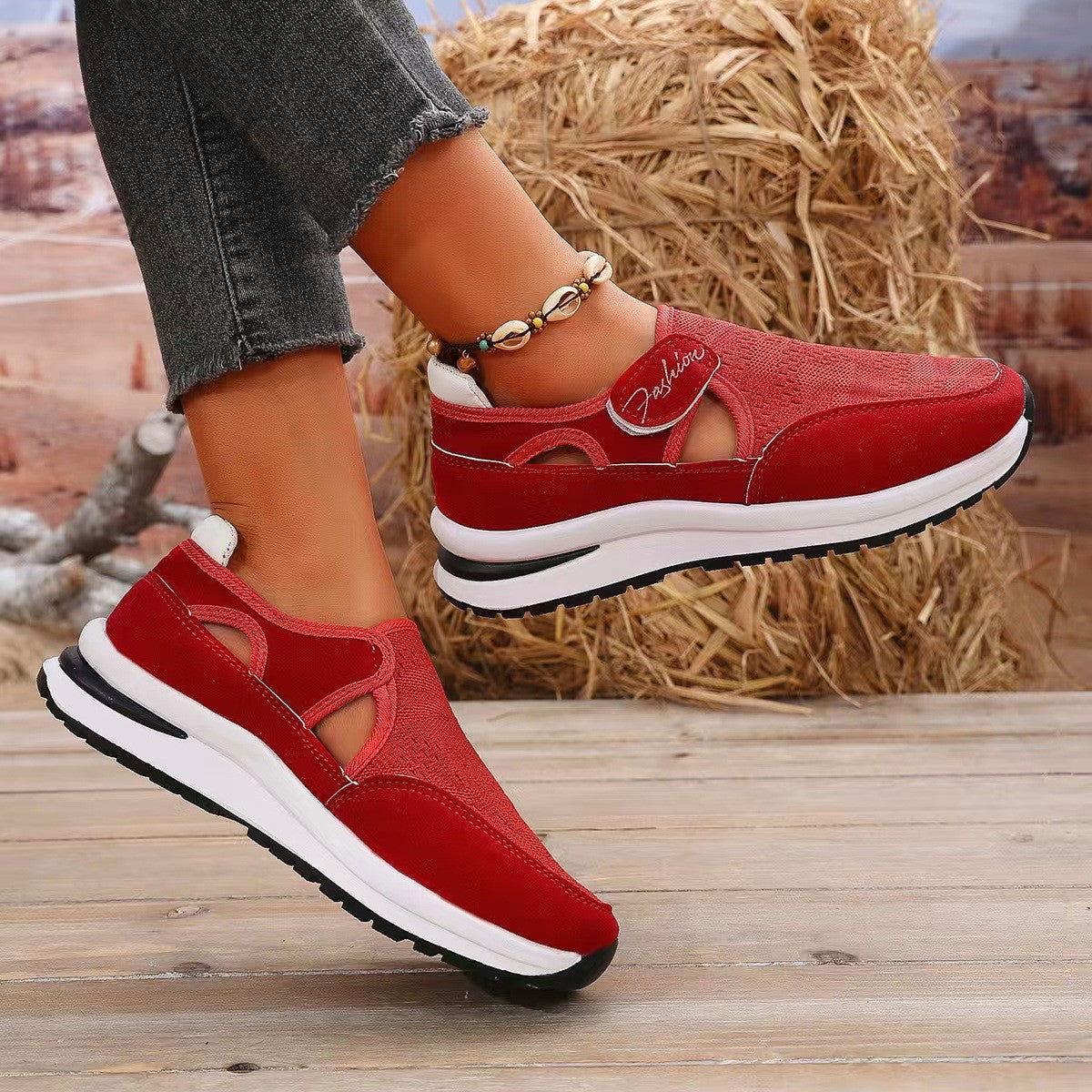 Mesh Round Toe Platform Sneakers - Clothes For Her Online Store