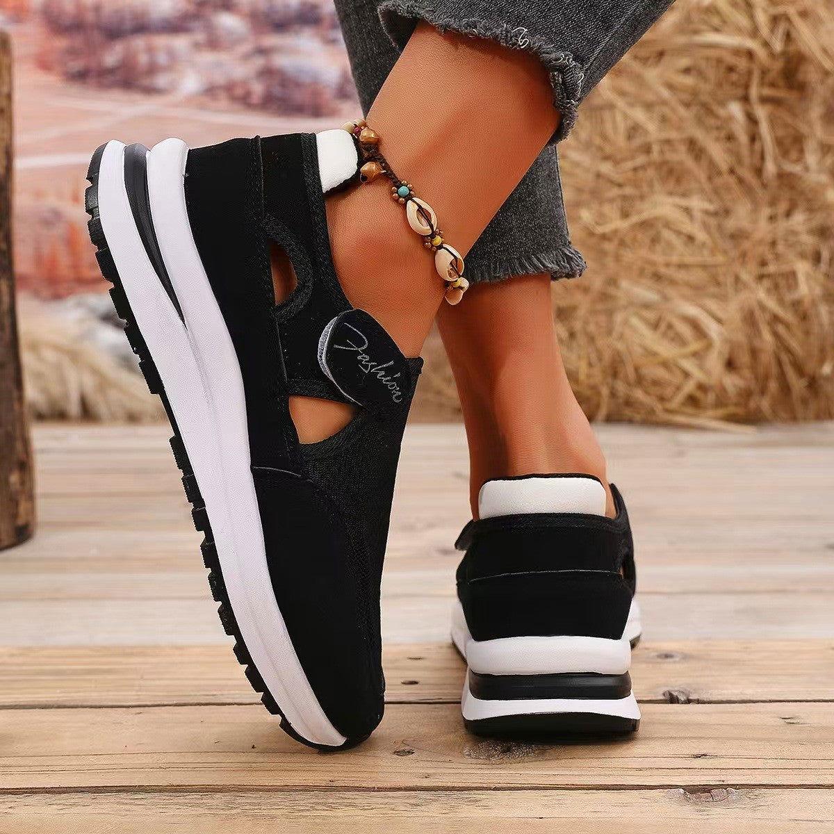 Mesh Round Toe Platform Sneakers - Clothes For Her Online Store