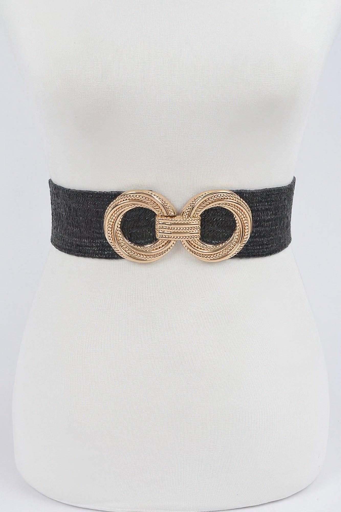 Metal Oo Buckle Plus Size Stretch Straw Belt - Clothes For Her Online Store