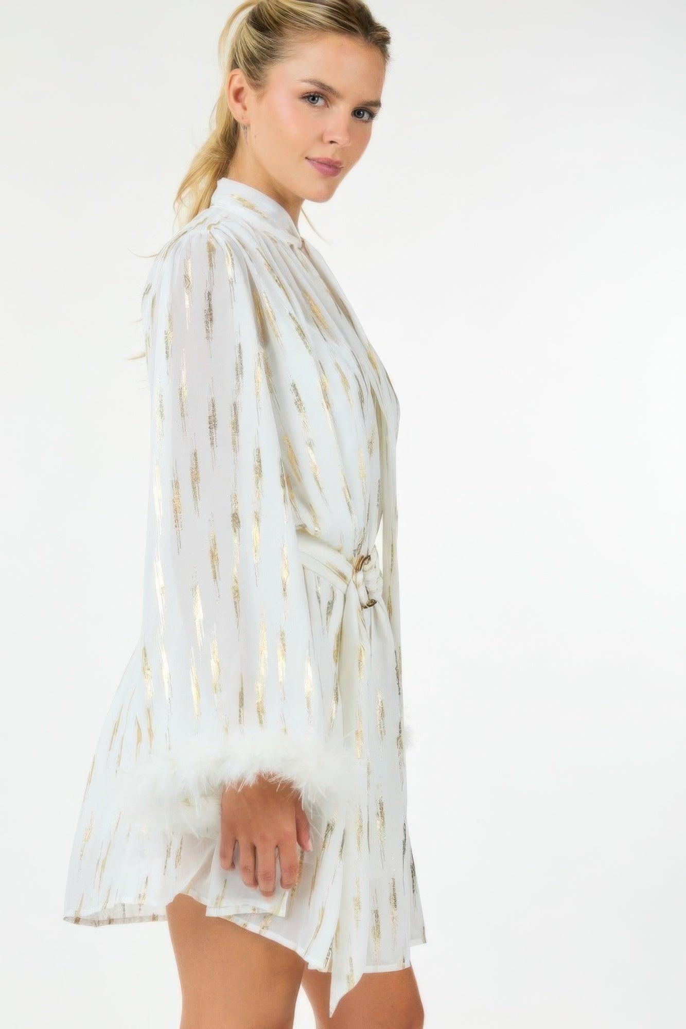 Metallic Print Short Dress - Clothes For Her Online Store
