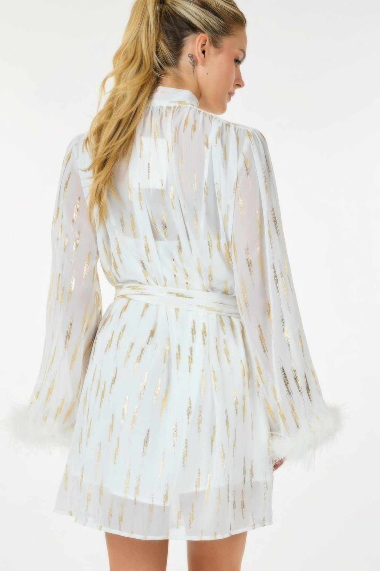 Metallic Print Short Dress - Clothes For Her Online Store