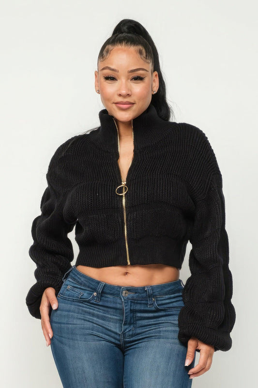 Michelin Sweater Top W/ Front Zipper - Clothes For Her Online Store