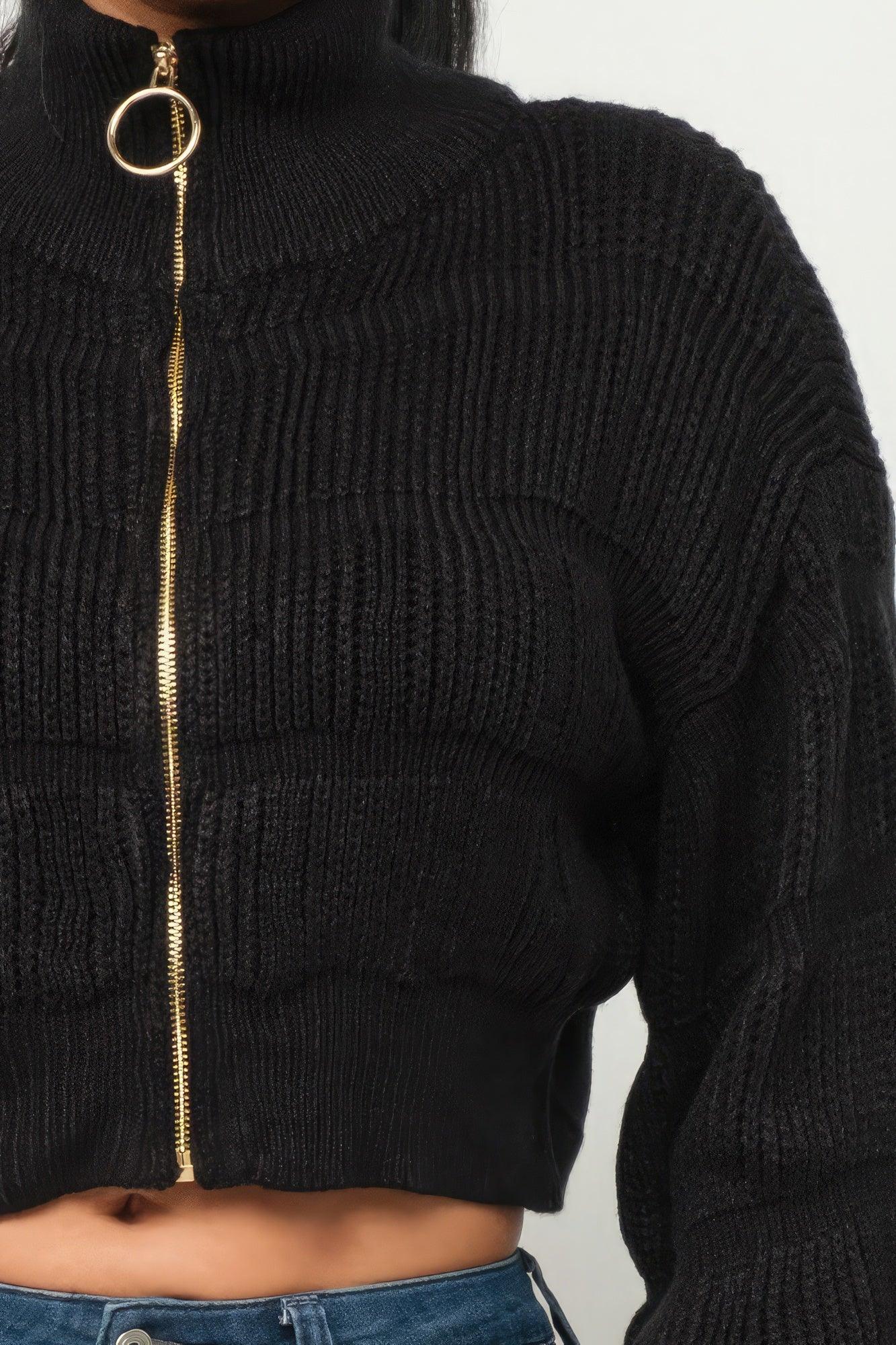 Michelin Sweater Top W/ Front Zipper - Clothes For Her Online Store