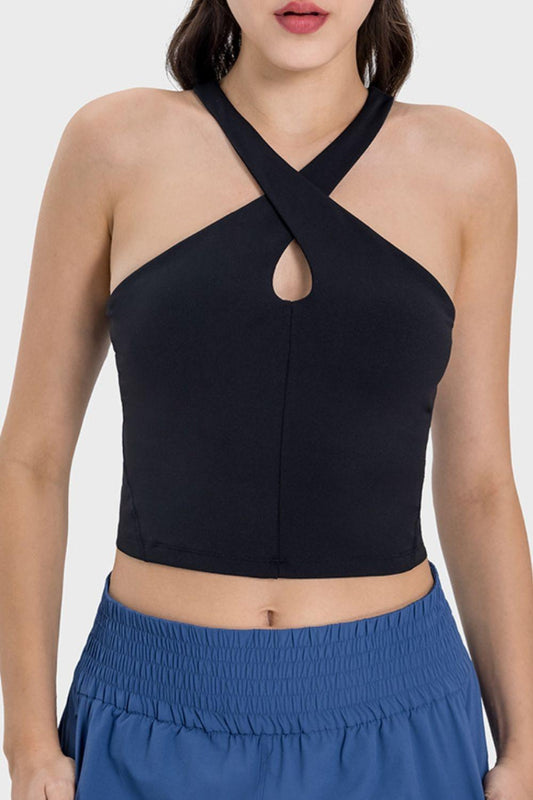 Millennia Crisscross Grecian Neck Active Cami - Clothes For Her Online Store