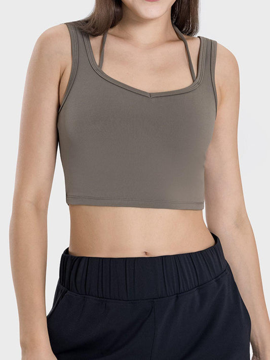 Millennia Crisscross Square Neck Active Tank - Clothes For Her Online Store