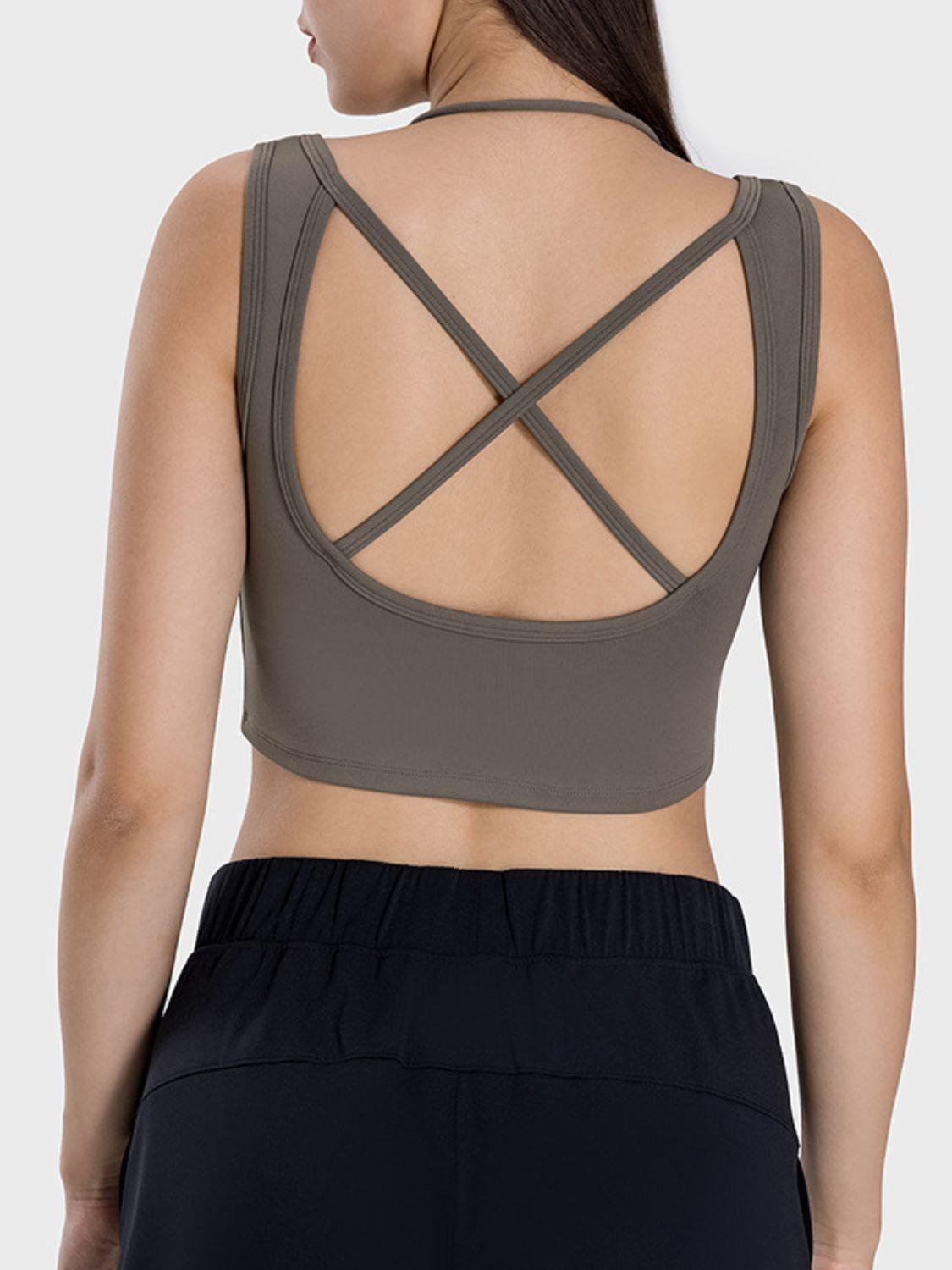 Millennia Crisscross Square Neck Active Tank - Clothes For Her Online Store