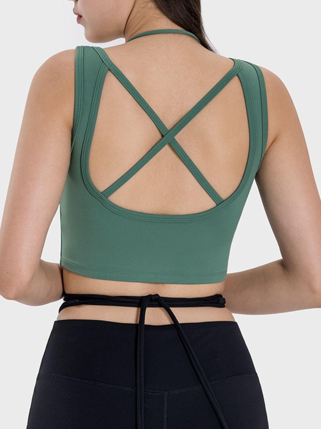 Millennia Crisscross Square Neck Active Tank - Clothes For Her Online Store
