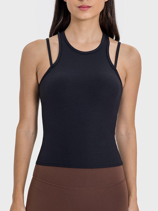 Millennia Cutout Round Neck Racerback Active Tank - Clothes For Her Online Store