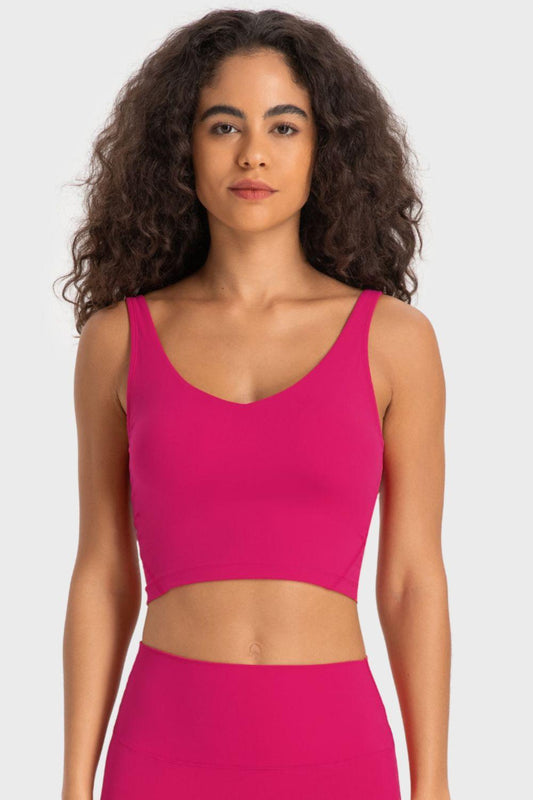 Millennia Deep V-Neck Crop Sports Bra - Clothes For Her Online Store