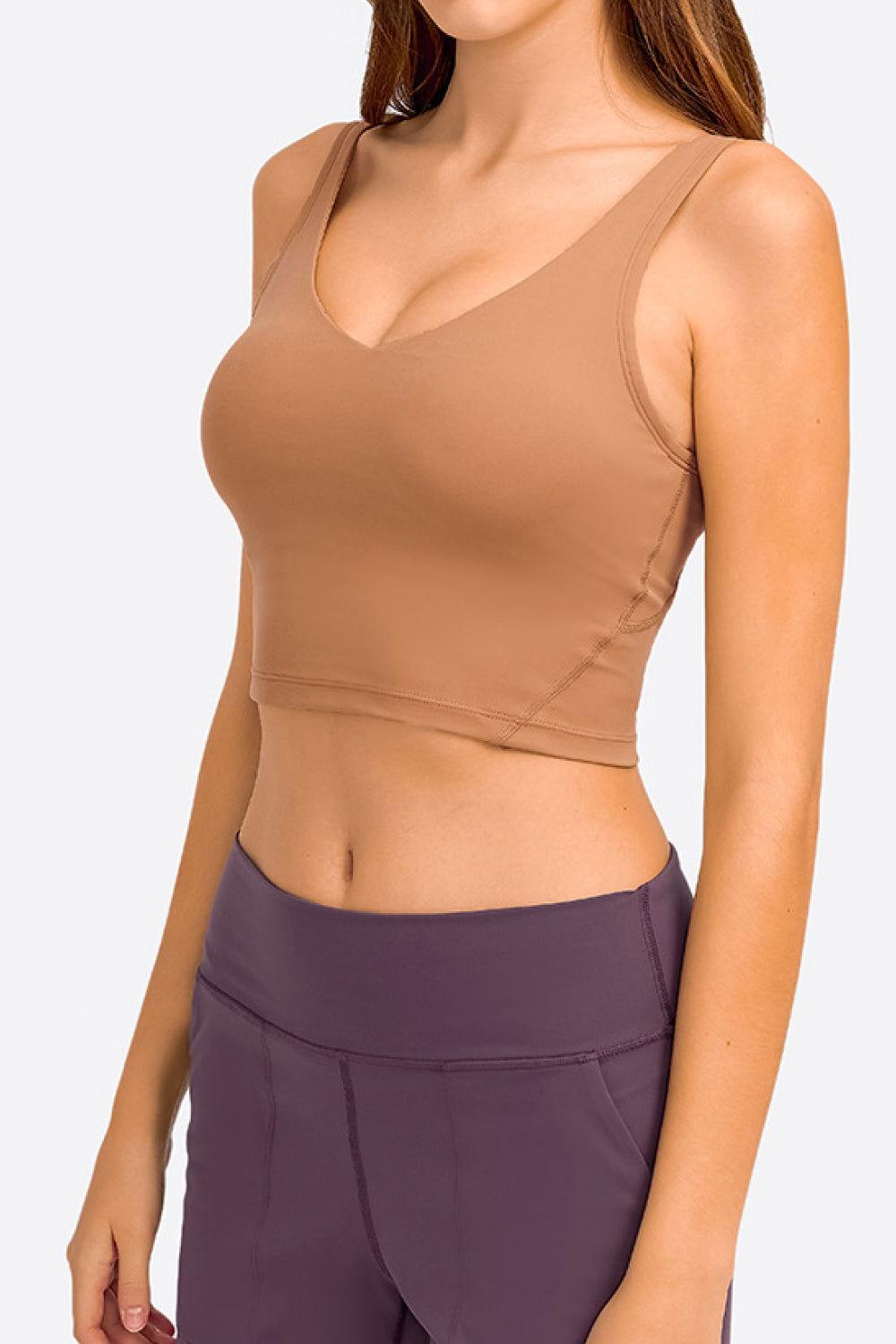 Millennia Deep V-Neck Crop Sports Bra - Clothes For Her Online Store