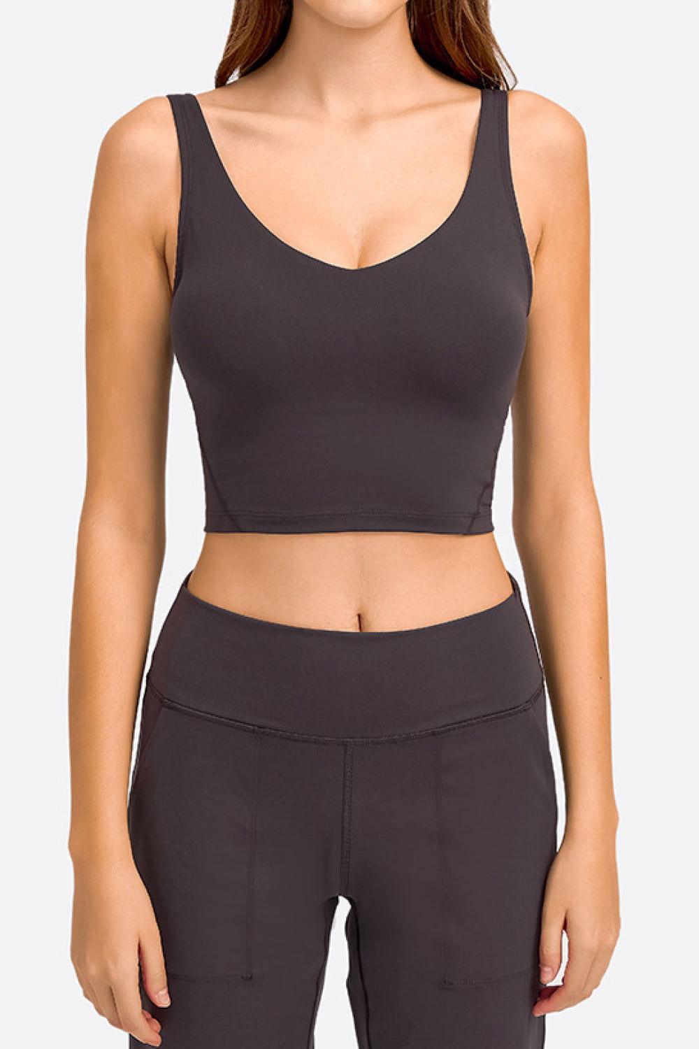 Millennia Deep V-Neck Crop Sports Bra - Clothes For Her Online Store