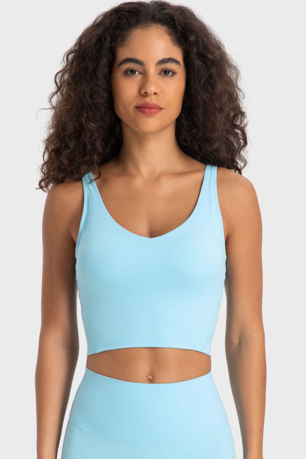 Millennia Deep V-Neck Crop Sports Bra - Clothes For Her Online Store