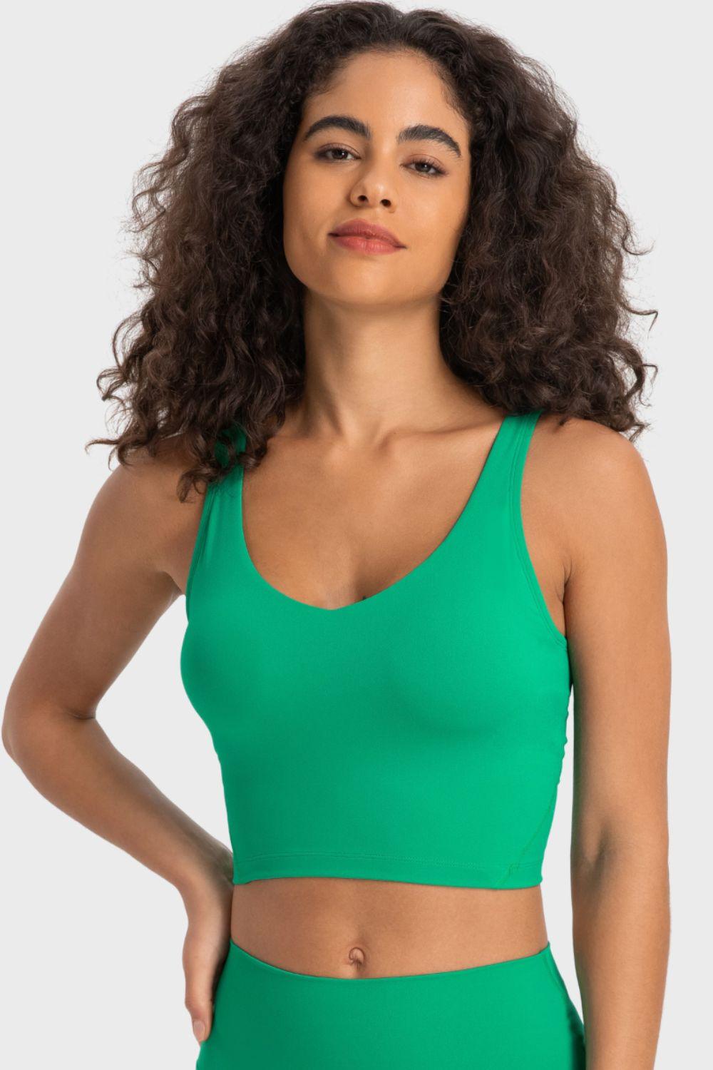 Millennia Deep V-Neck Crop Sports Bra - Clothes For Her Online Store