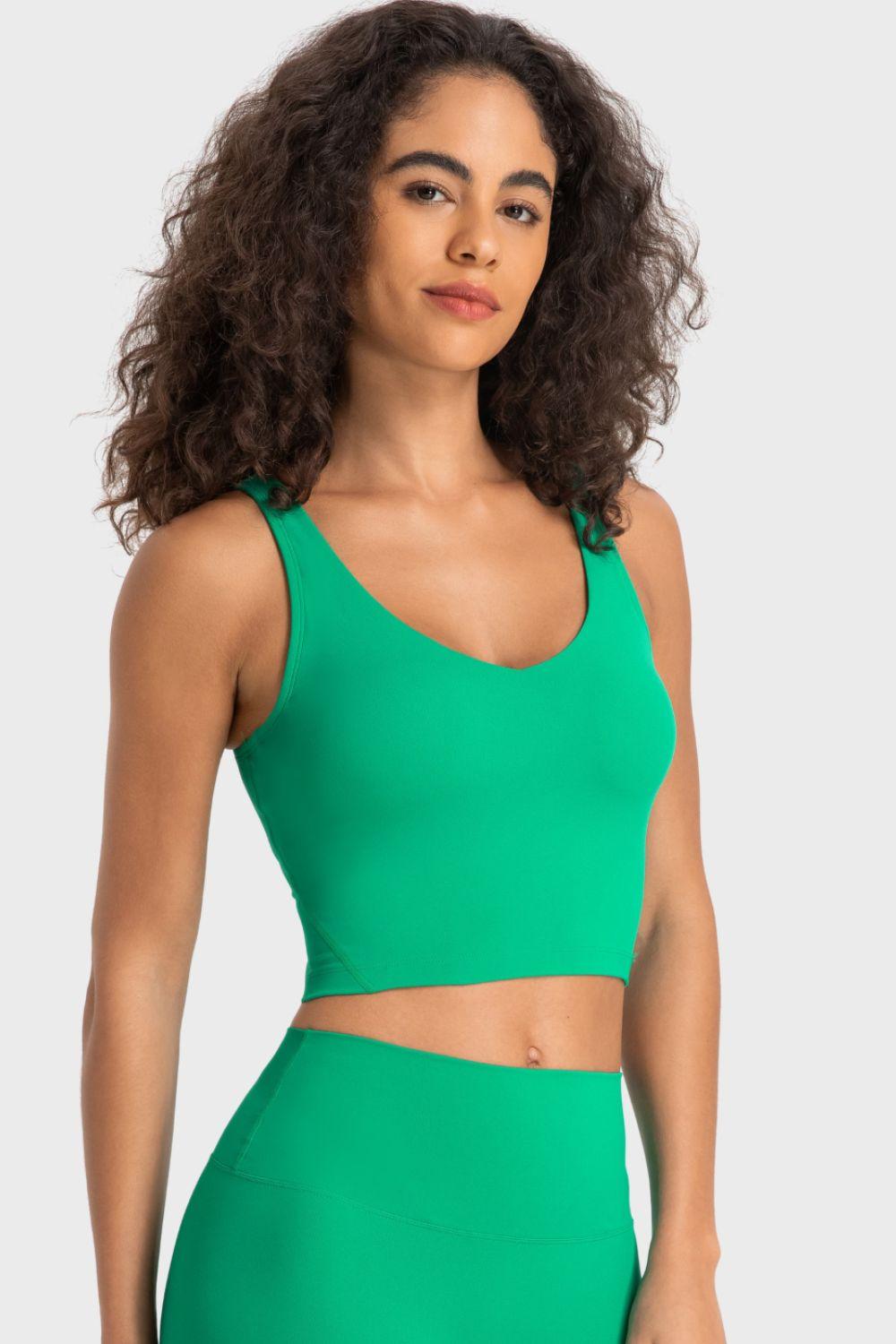 Millennia Deep V-Neck Crop Sports Bra - Clothes For Her Online Store