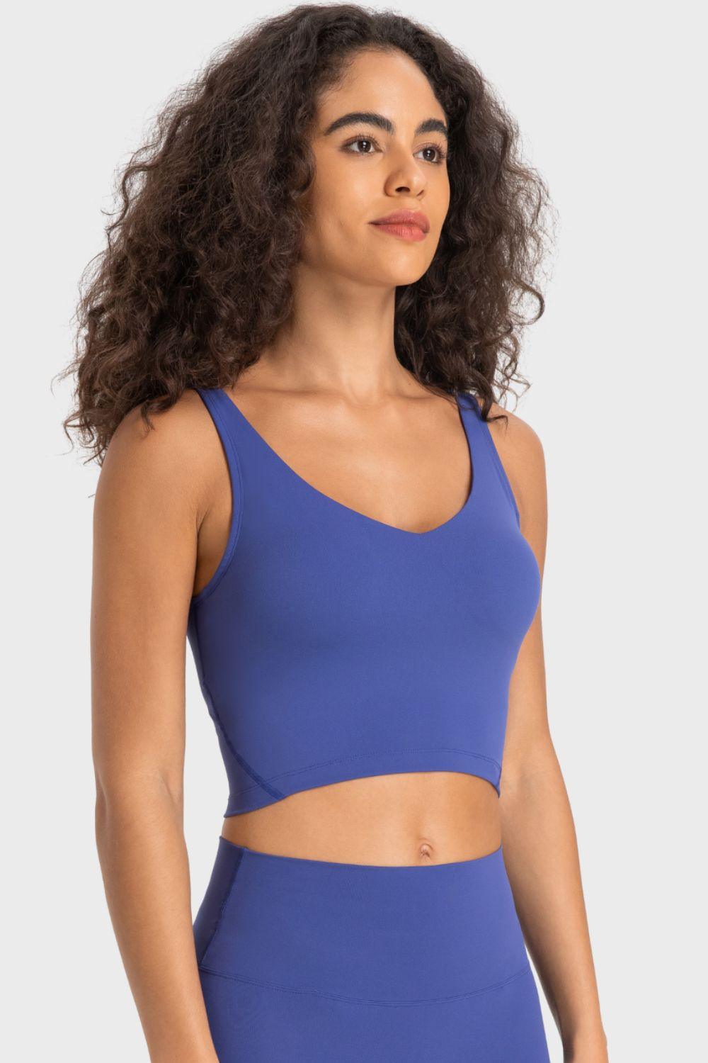 Millennia Deep V-Neck Crop Sports Bra - Clothes For Her Online Store