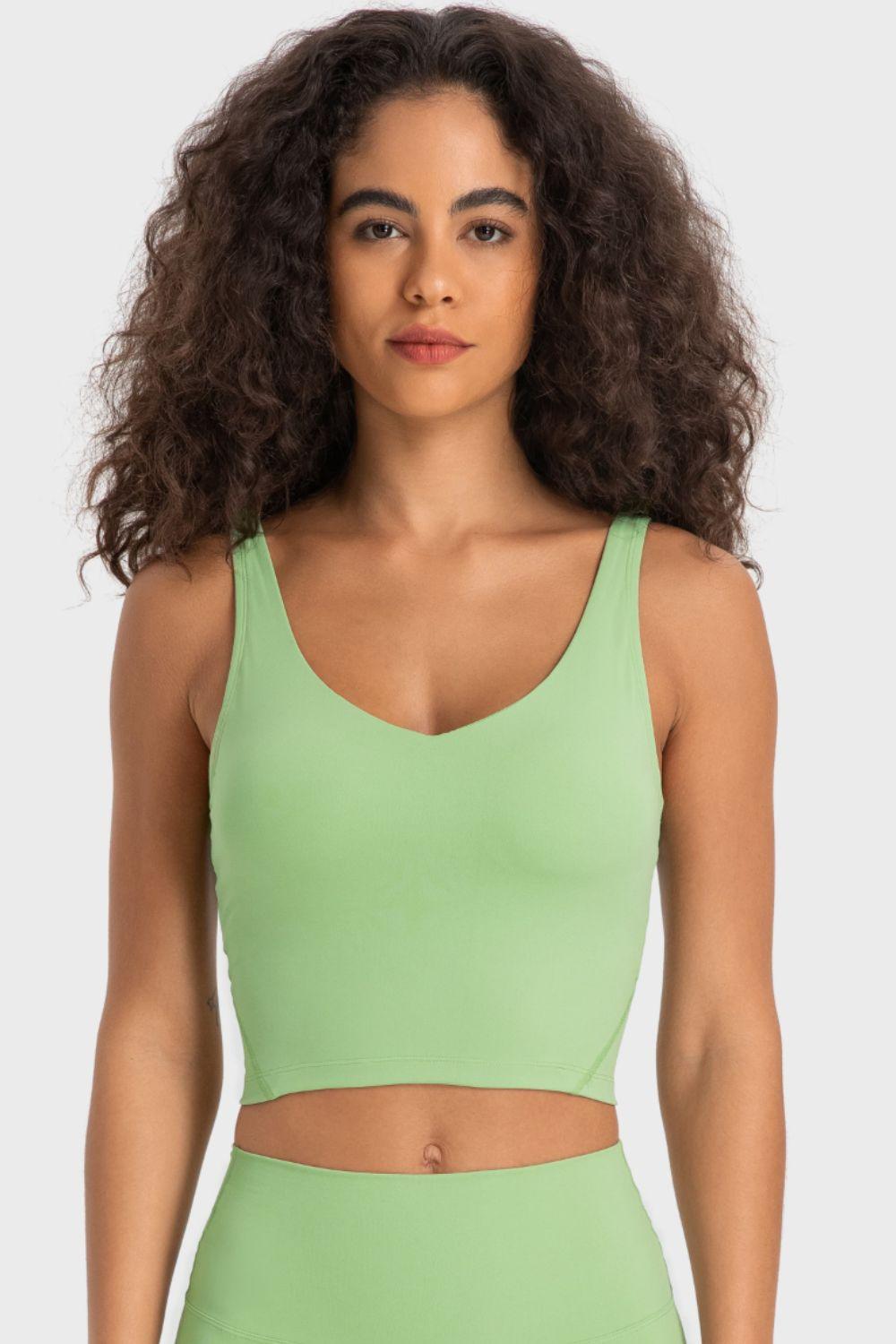 Millennia Deep V-Neck Crop Sports Bra - Clothes For Her Online Store