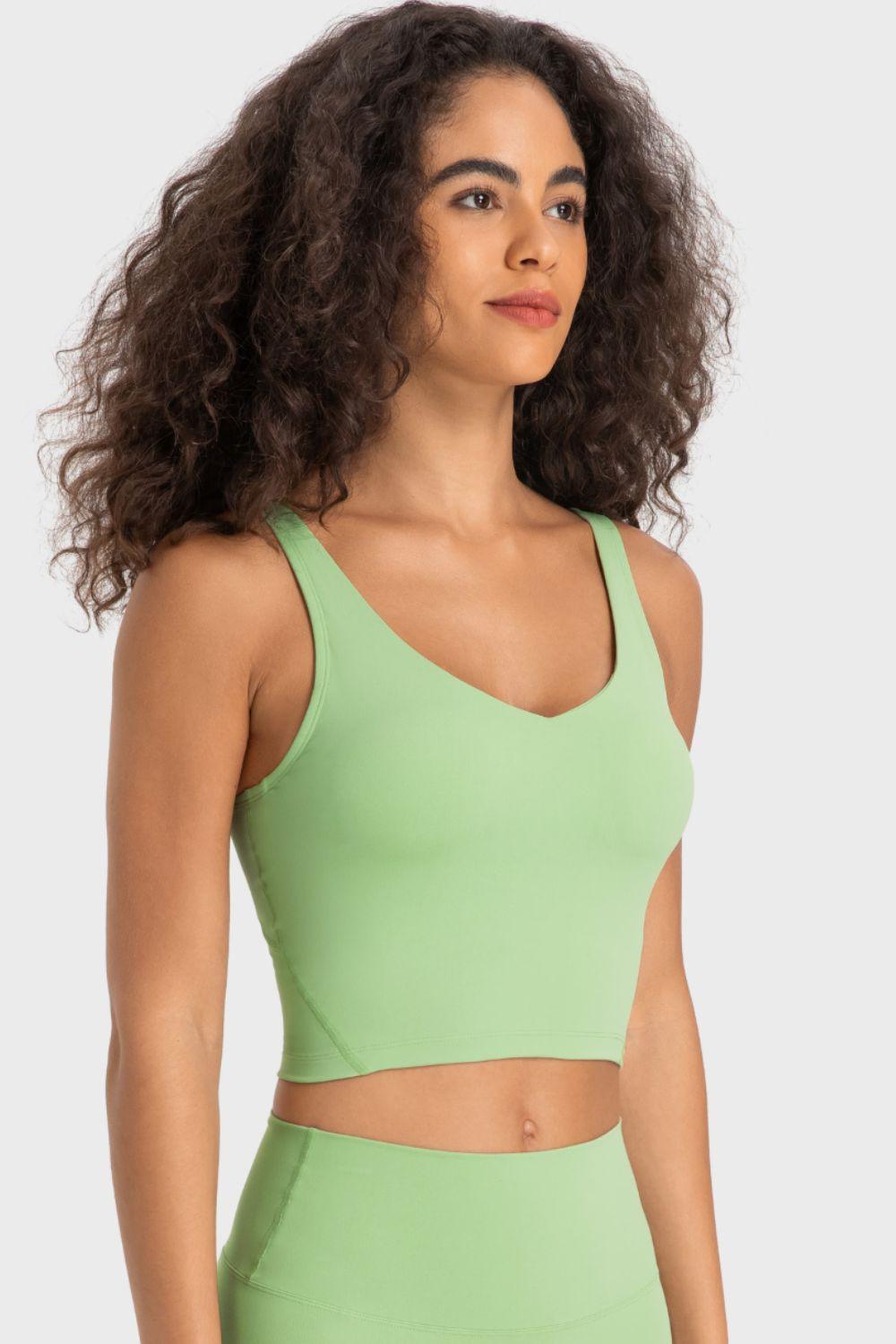 Millennia Deep V-Neck Crop Sports Bra - Clothes For Her Online Store