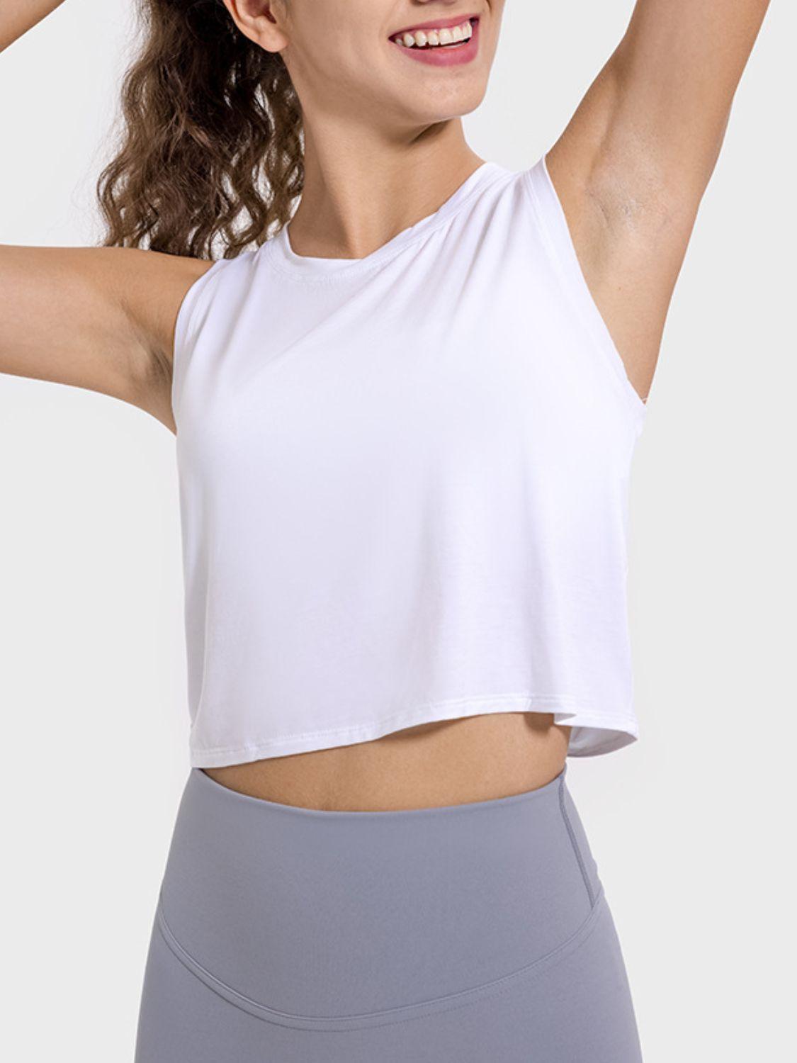 Millennia Drawstring Cutout Round Neck Active Tank - Clothes For Her Online Store