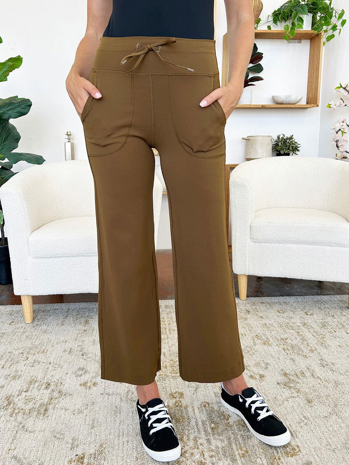 Millennia Drawstring Waist Wide Leg Sports Pants with Pockets - Clothes For Her Online Store