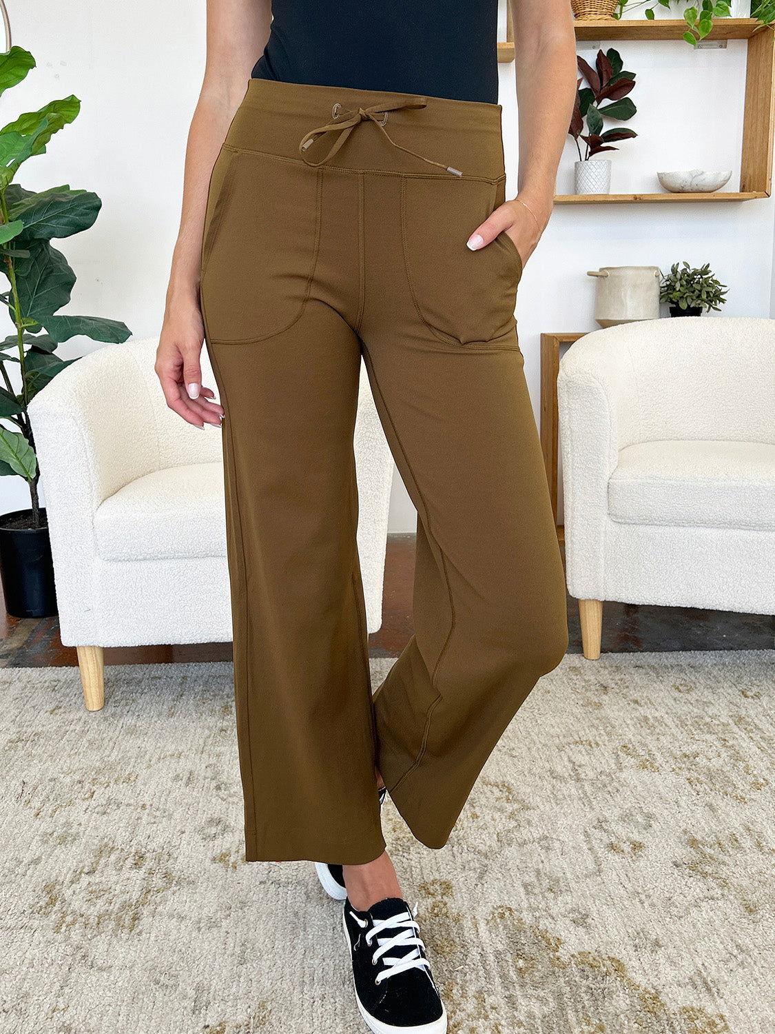 Millennia Drawstring Waist Wide Leg Sports Pants with Pockets - Clothes For Her Online Store