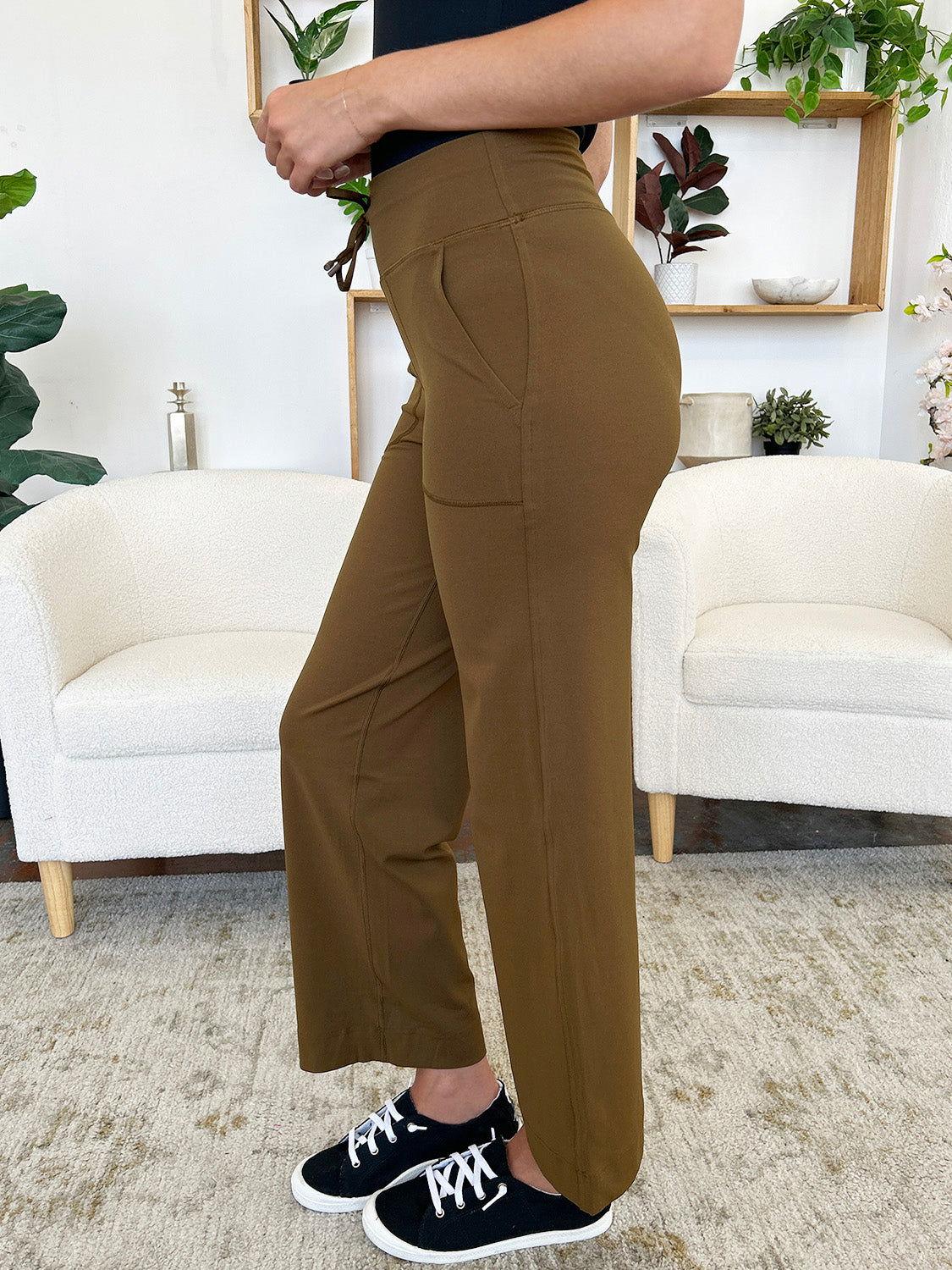 Millennia Drawstring Waist Wide Leg Sports Pants with Pockets - Clothes For Her Online Store