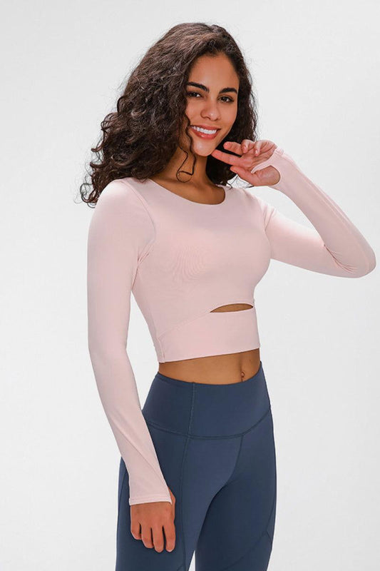 Millennia Long Sleeve Cropped Top With Sports Strap - Clothes For Her Online Store