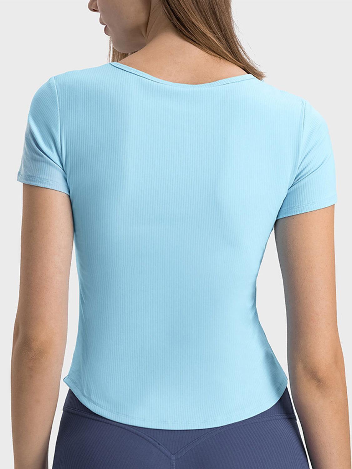 Millennia Notched Short Sleeve Active T-Shirt - Clothes For Her Online Store