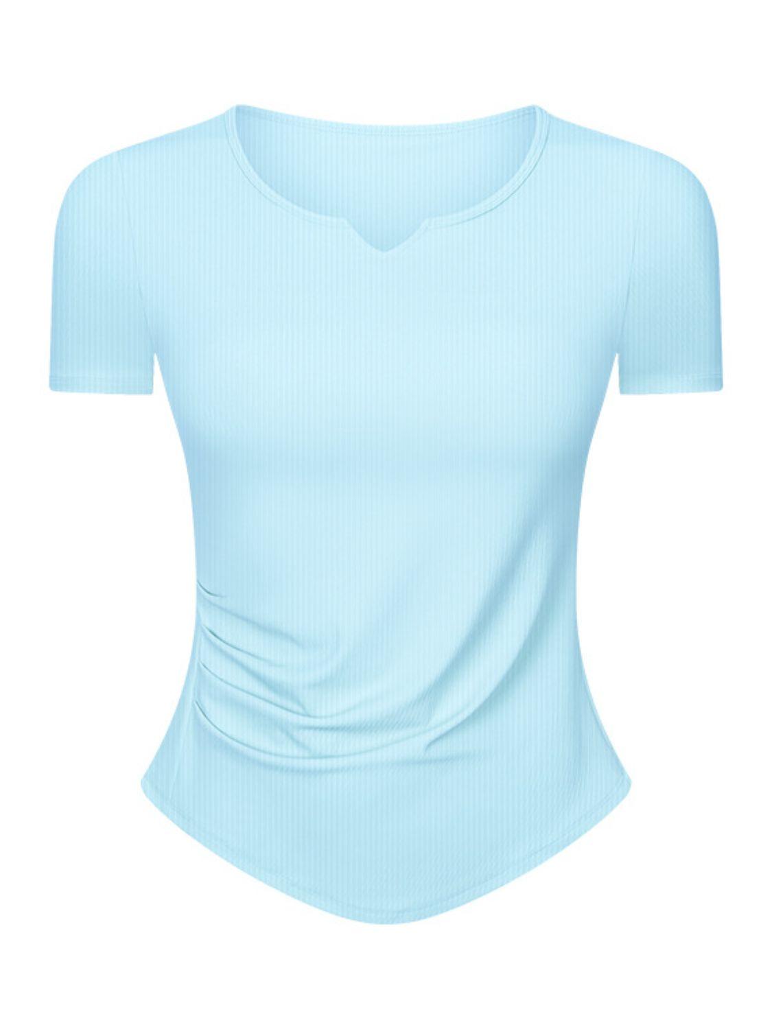 Millennia Notched Short Sleeve Active T-Shirt - Clothes For Her Online Store