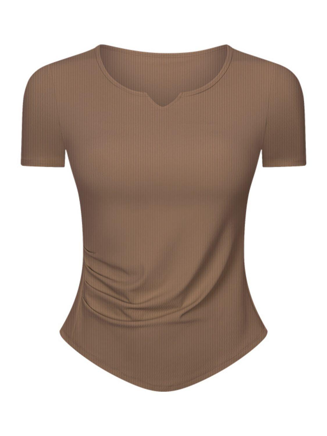 Millennia Notched Short Sleeve Active T-Shirt - Clothes For Her Online Store