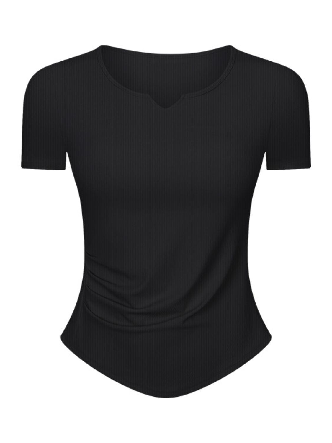 Millennia Notched Short Sleeve Active T-Shirt - Clothes For Her Online Store
