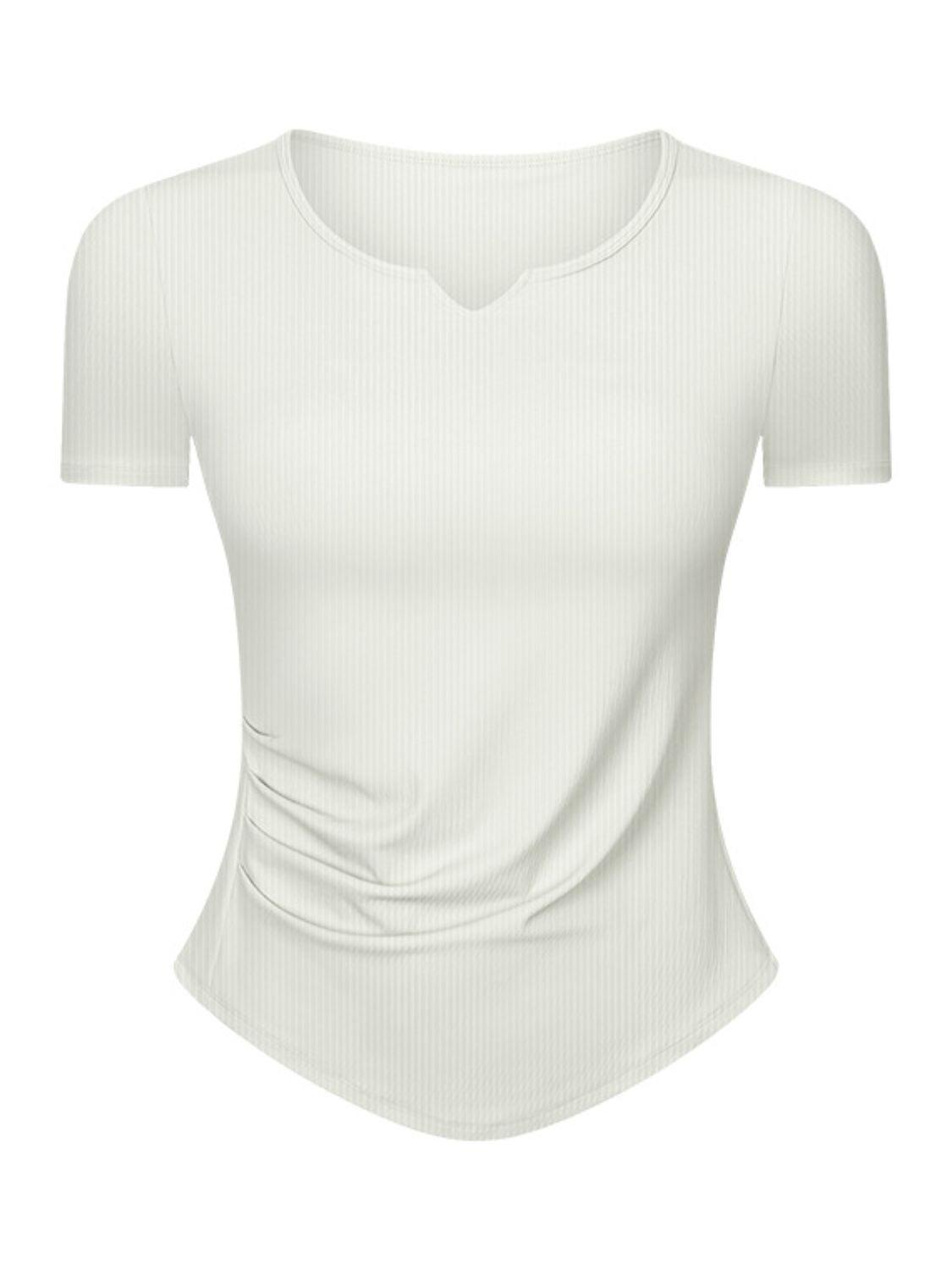Millennia Notched Short Sleeve Active T-Shirt - Clothes For Her Online Store