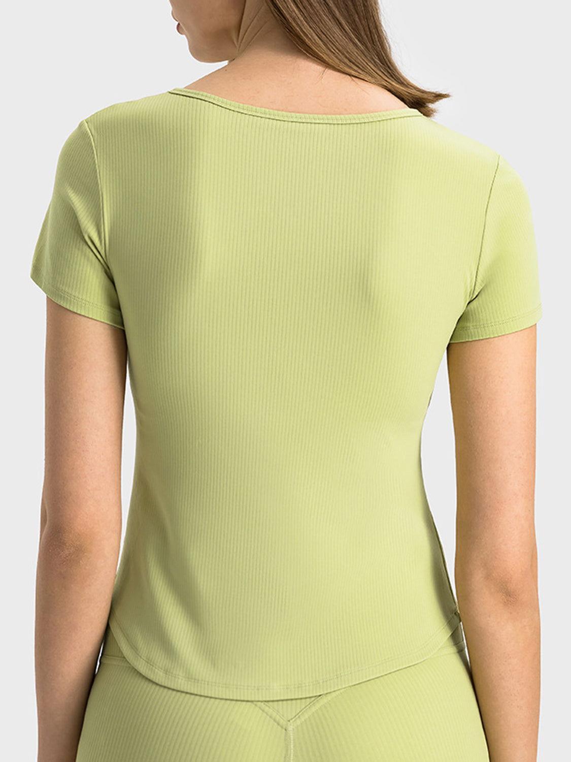 Millennia Notched Short Sleeve Active T-Shirt - Clothes For Her Online Store