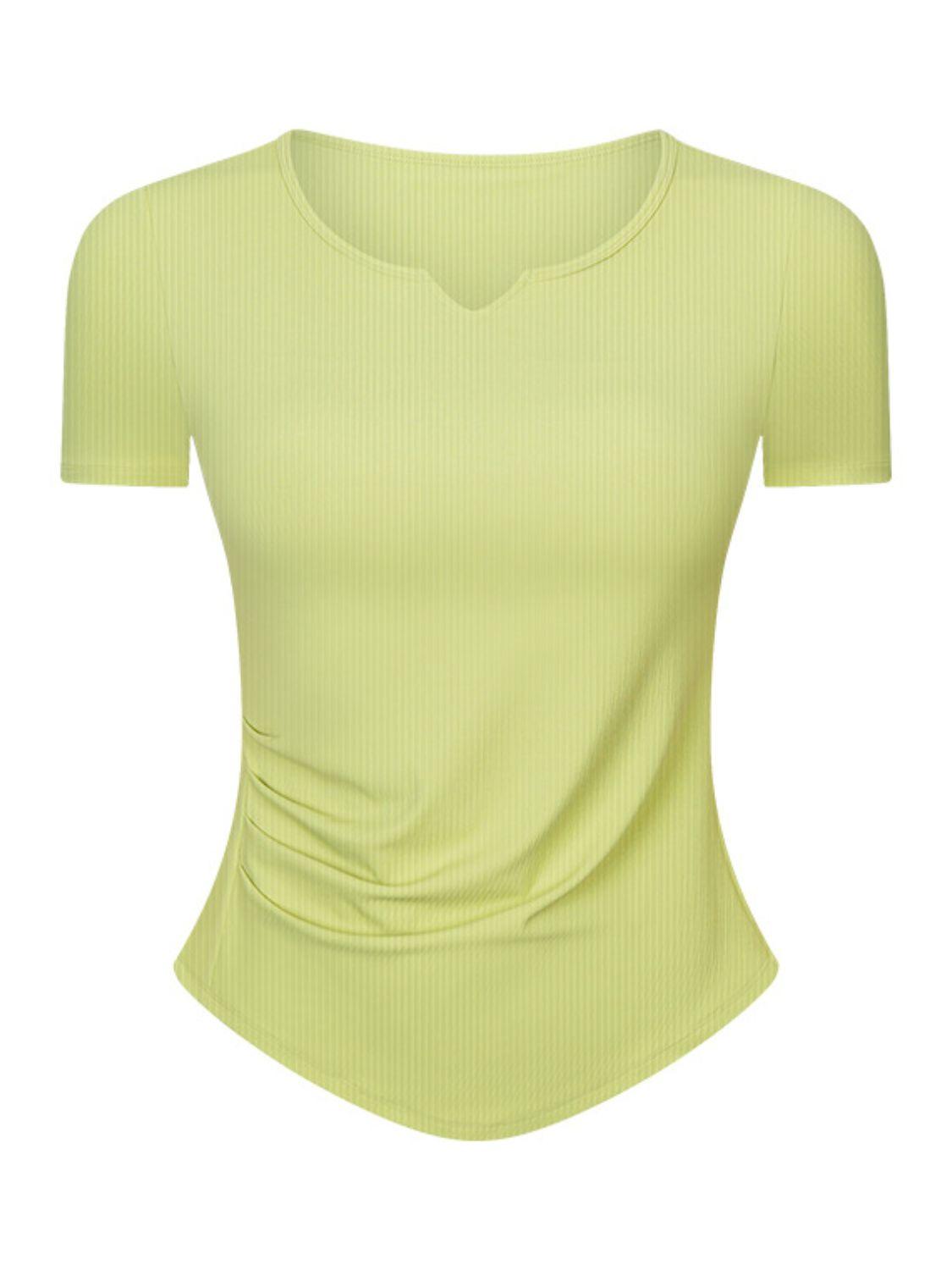 Millennia Notched Short Sleeve Active T-Shirt - Clothes For Her Online Store