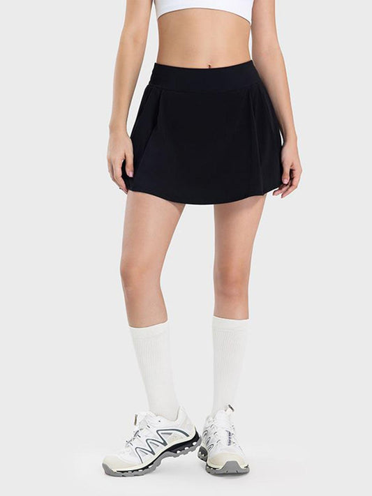 Millennia Pleated Detail Mid-Rise Waist Active Skirt - Clothes For Her Online Store