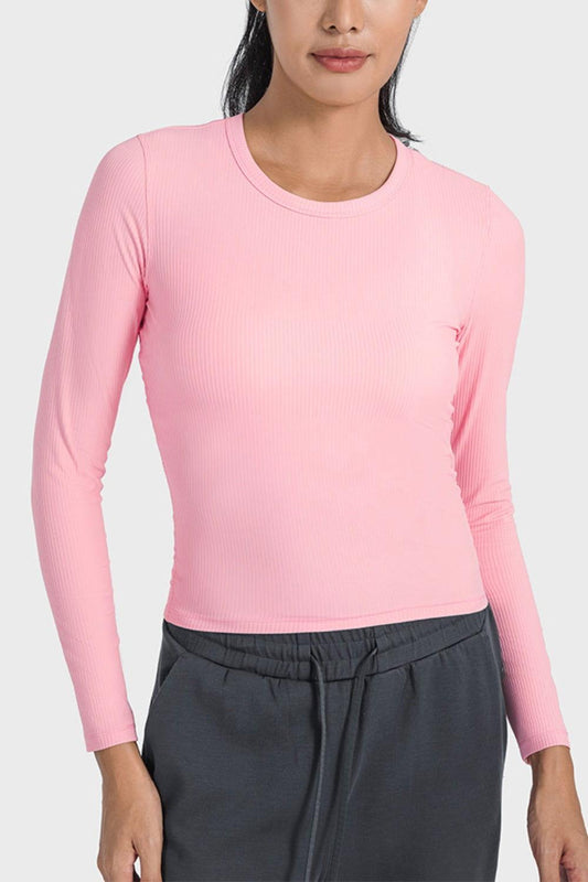 Millennia Round Neck Long Sleeve Sports Top - Clothes For Her Online Store