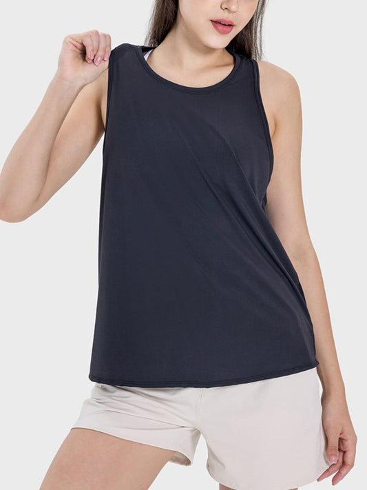 Millennia Round Neck Wide Strap Active Tank - Clothes For Her Online Store