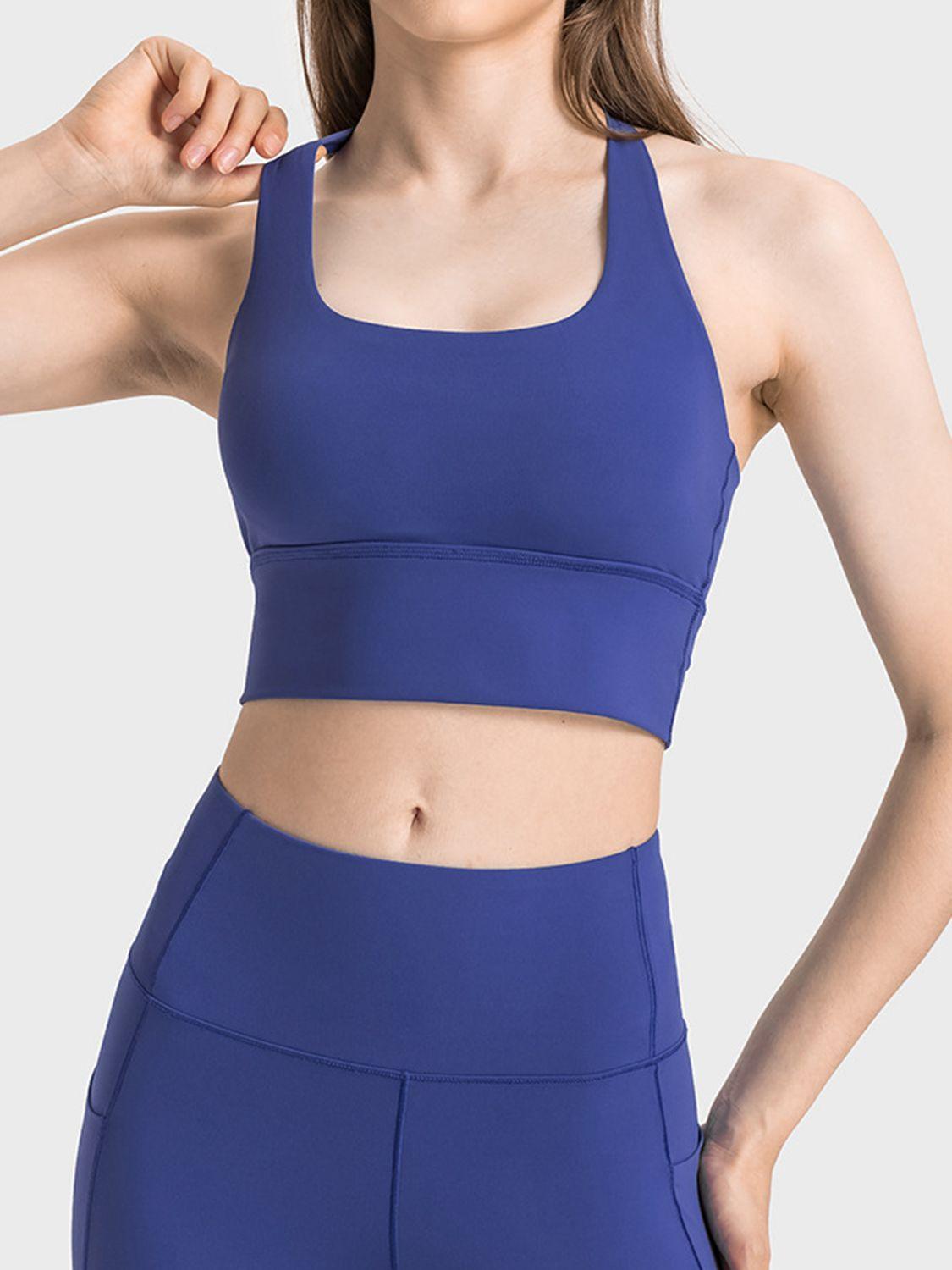 Millennia Scoop Neck Crisscross Straps Sports Bra - Clothes For Her Online Store