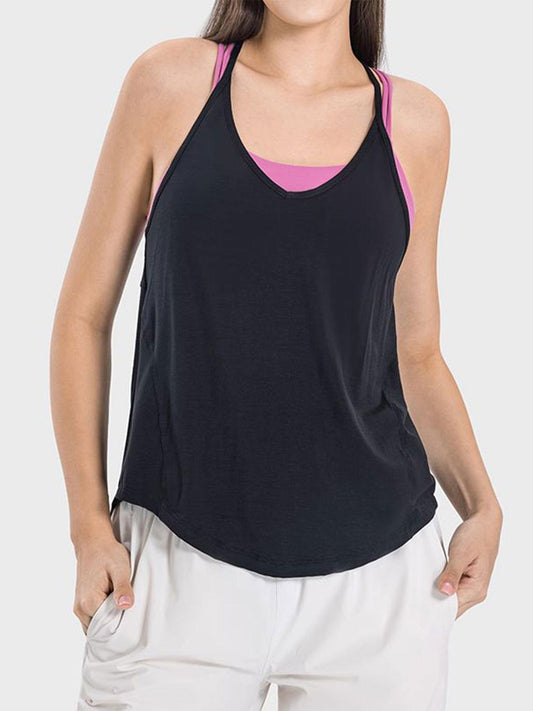 Millennia Slit Spaghetti Strap Scoop Neck Active Cami - Clothes For Her Online Store