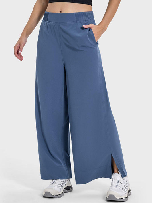 Millennia Slit Wide Leg Active Pants - Clothes For Her Online Store