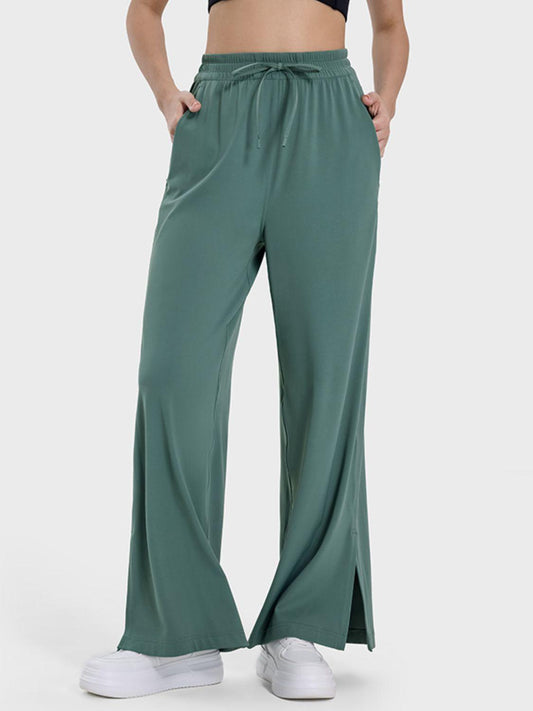 Millennia Slit Wide Leg Active Pants - Clothes For Her Online Store
