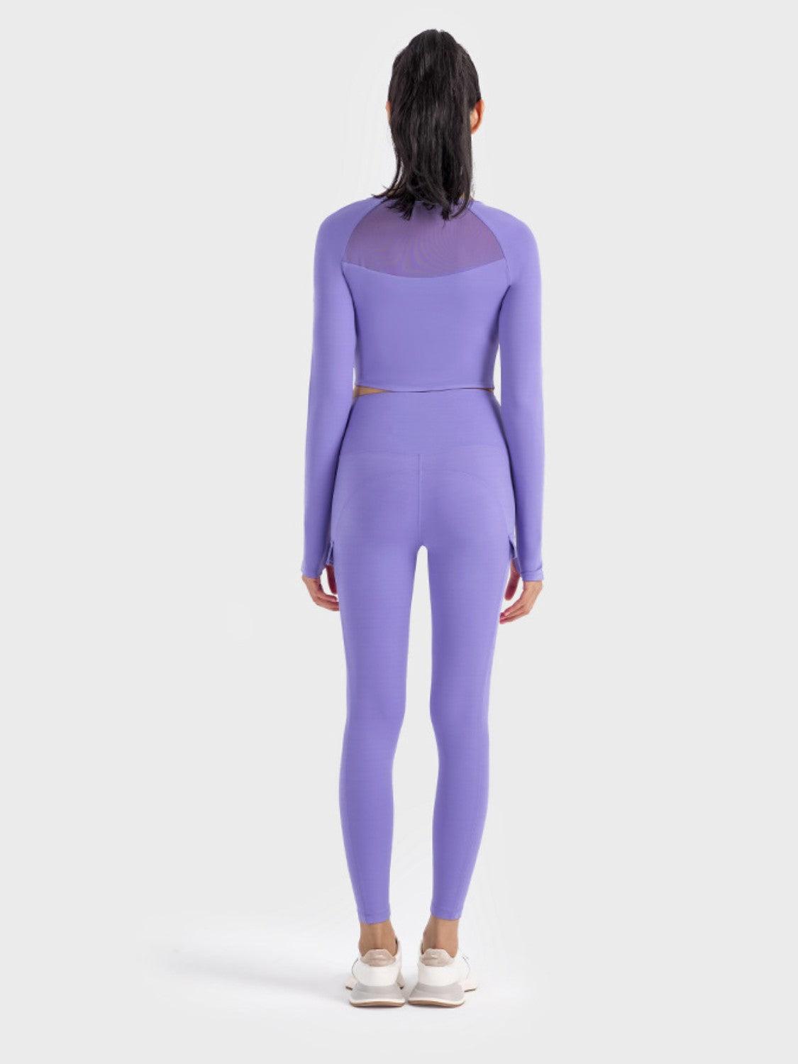 Millennia Square Neck Long Sleeve Cropped Sports Top - Clothes For Her Online Store